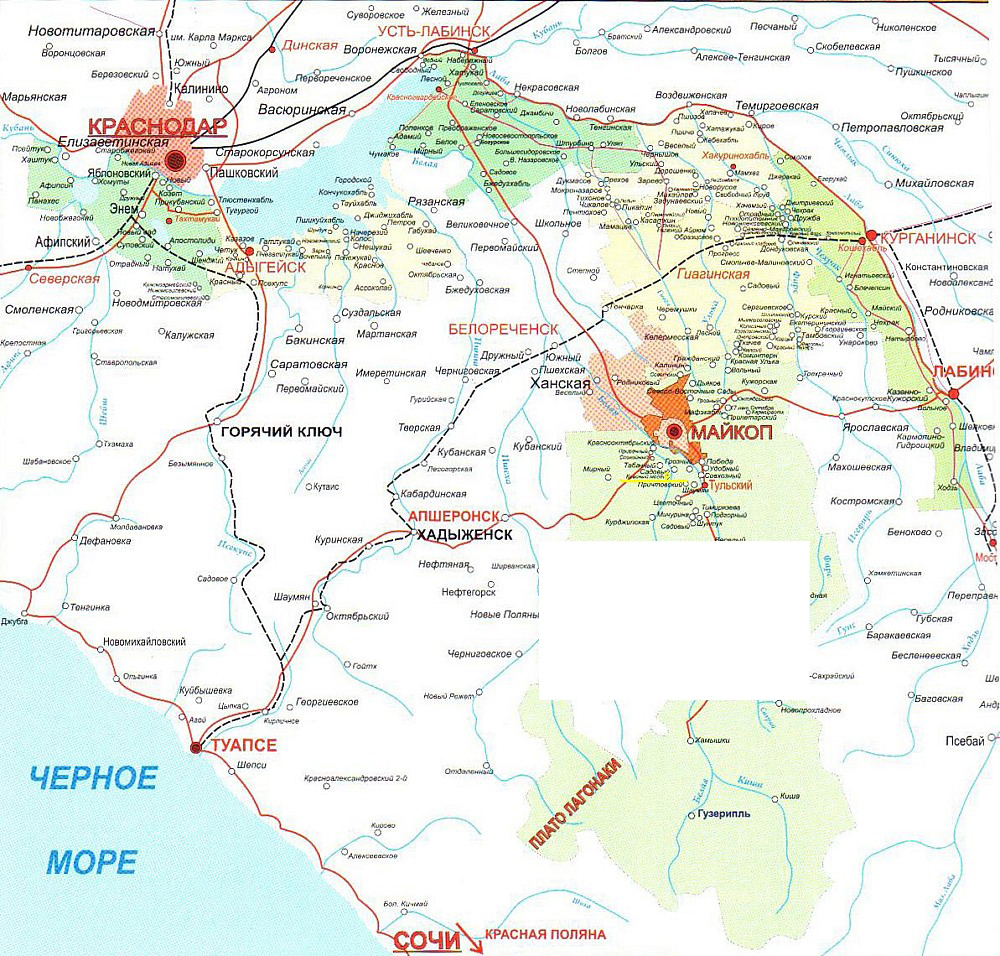 Карта Адыгеи Фото