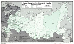 Большая карта административных единиц России на английском языке - 1993-го года.