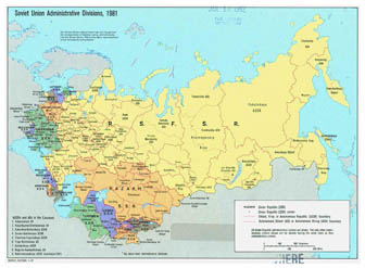 Большая карта административно-территориального деления Советского Союза - 1982-го года.