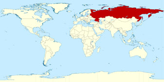 Большая карта местоположения Российской Федерации.
