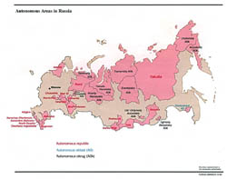 Карта автономных округов России - 1992-го года.