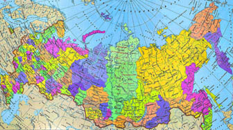 Политическая и административная карта России с крупными городами.